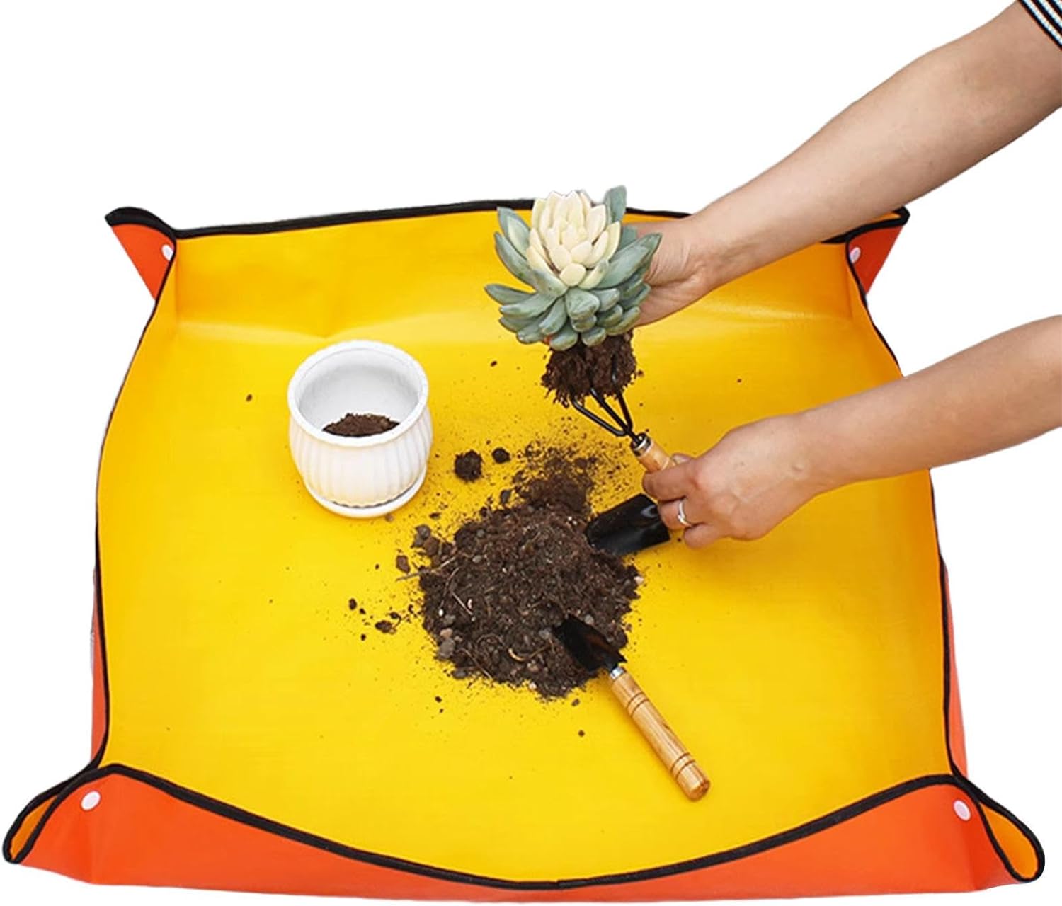 PLANTPAD – Pflanzmatte zum Umtopfen, Gelb-Orange, verschiedene Größen, wasserdicht & faltbar, Unterlage für sauberes Gärtnern