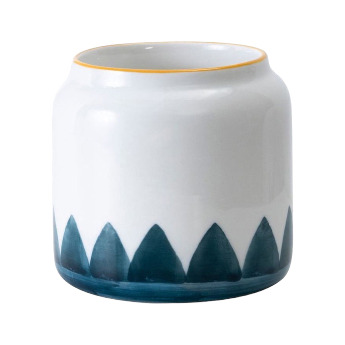 BROMMA Keramik-Blumentopf | Handbemalt mit blauen Akzenten | Ø 7cm