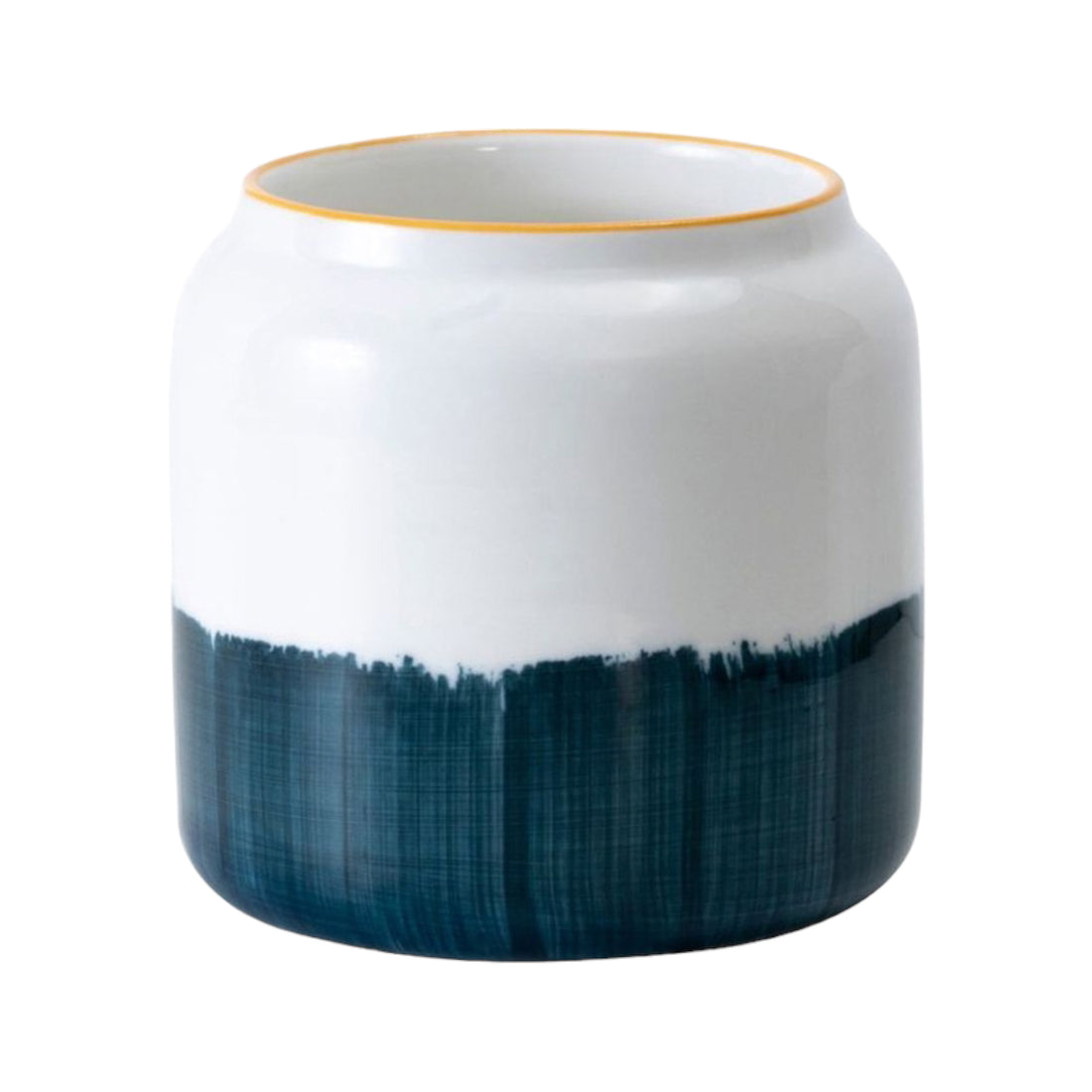 BROMMA Keramik-Blumentopf | Handbemalt mit blauen Akzenten | Ø 7cm