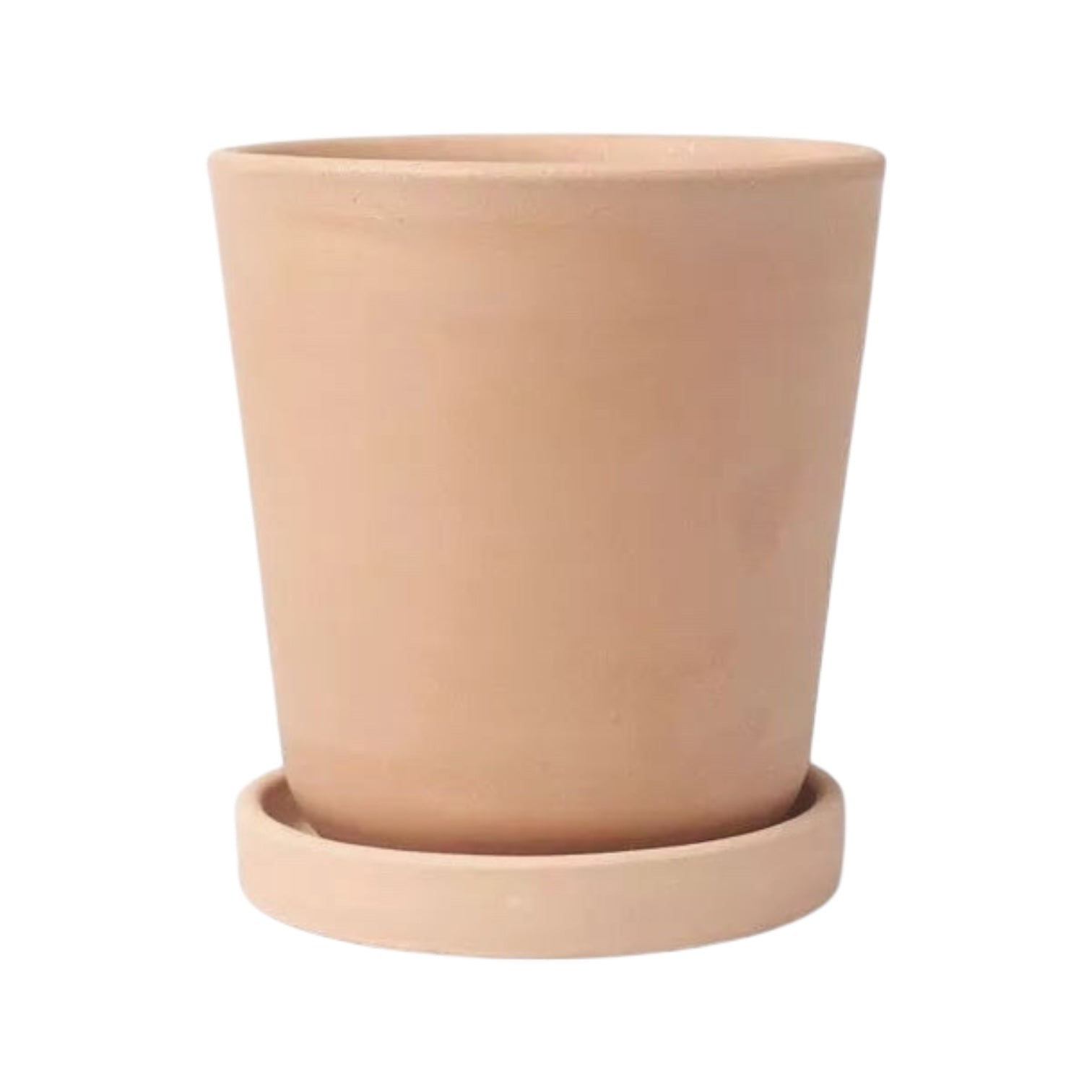 ODEMIRA – Blumentopf, Ton, Terrakotta Natur, Ø 15 cm, handgefertigt mit Untersetzer