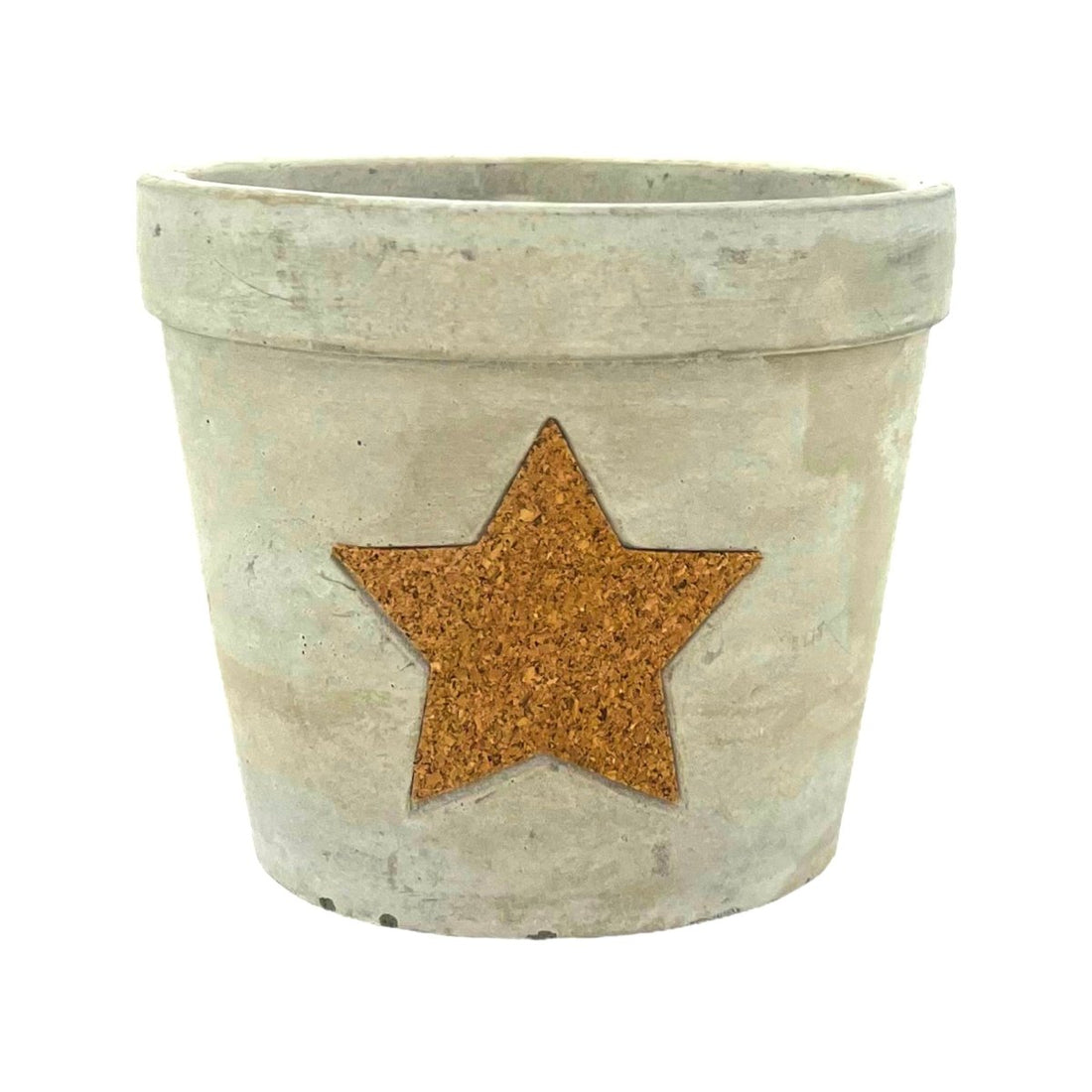 Weihnachtlicher Zementtopf mit Stern aus Kork, 12cm -KAKTOS