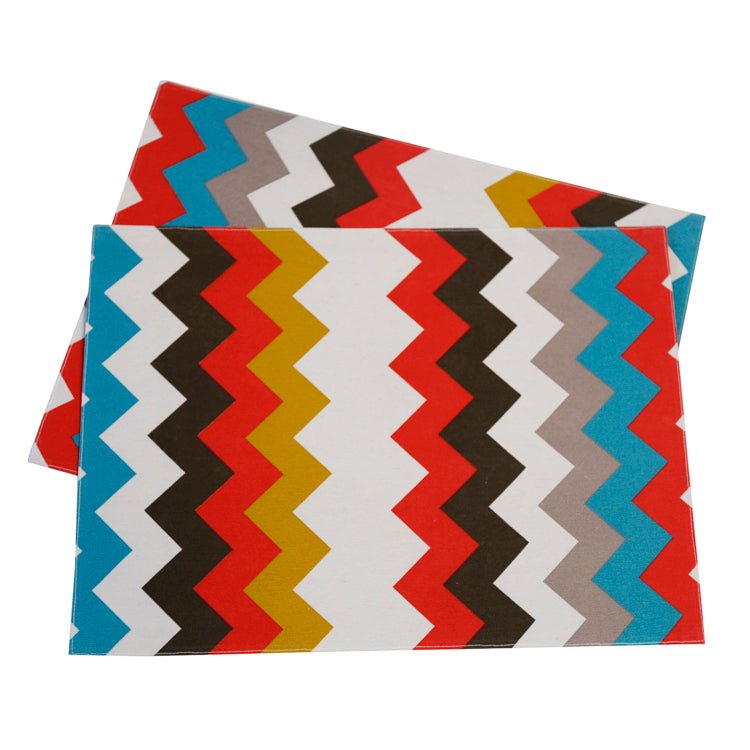 Outdoor Wende-Tischset 2er-Pack mit ZickZack-Muster, mehrfarbig, 33x45 cm, Oekotex 100 -KAKTOS Pflanzen & Zubehör