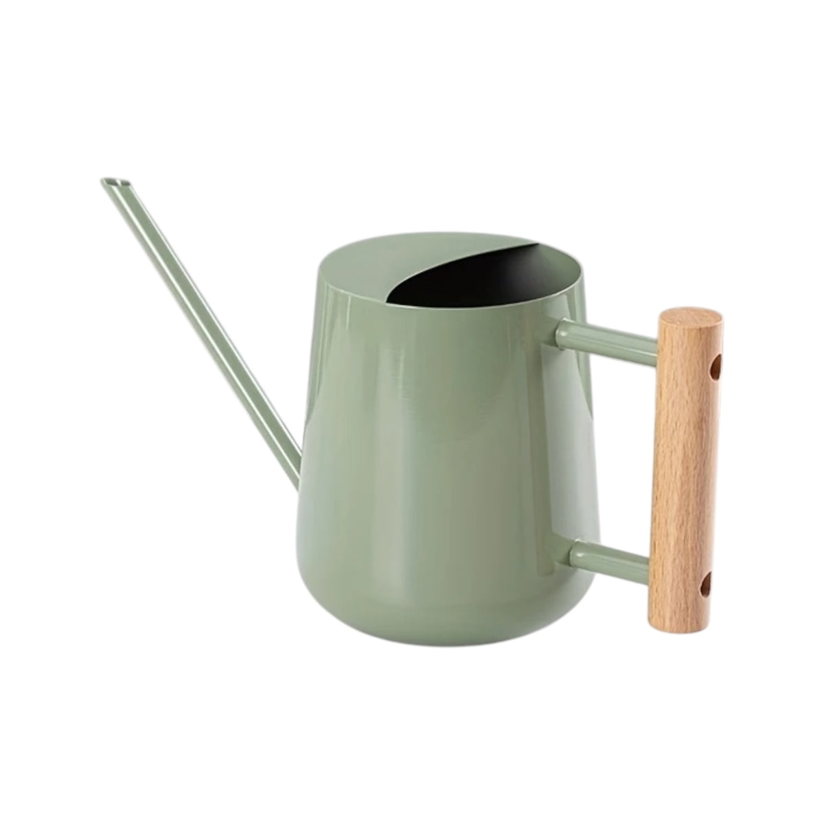 TIVVA GREEN – Gießkanne aus Edelstahl, 1 L, grün mit Holzgriff – KAKTOS