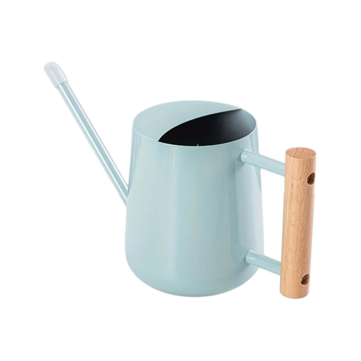 TIVVA BLUE – Gießkanne aus Edelstahl, 1 L, hellblau mit Holzgriff, leicht &amp; kompakt für Zimmerpflanzen