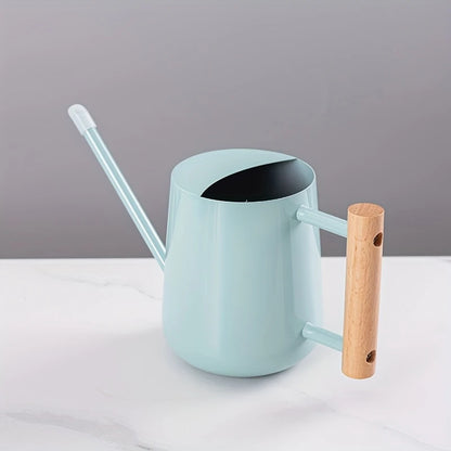 TIVVA BLUE – Gießkanne aus Edelstahl, 1 L, hellblau mit Holzgriff, leicht &amp; kompakt für Zimmerpflanzen