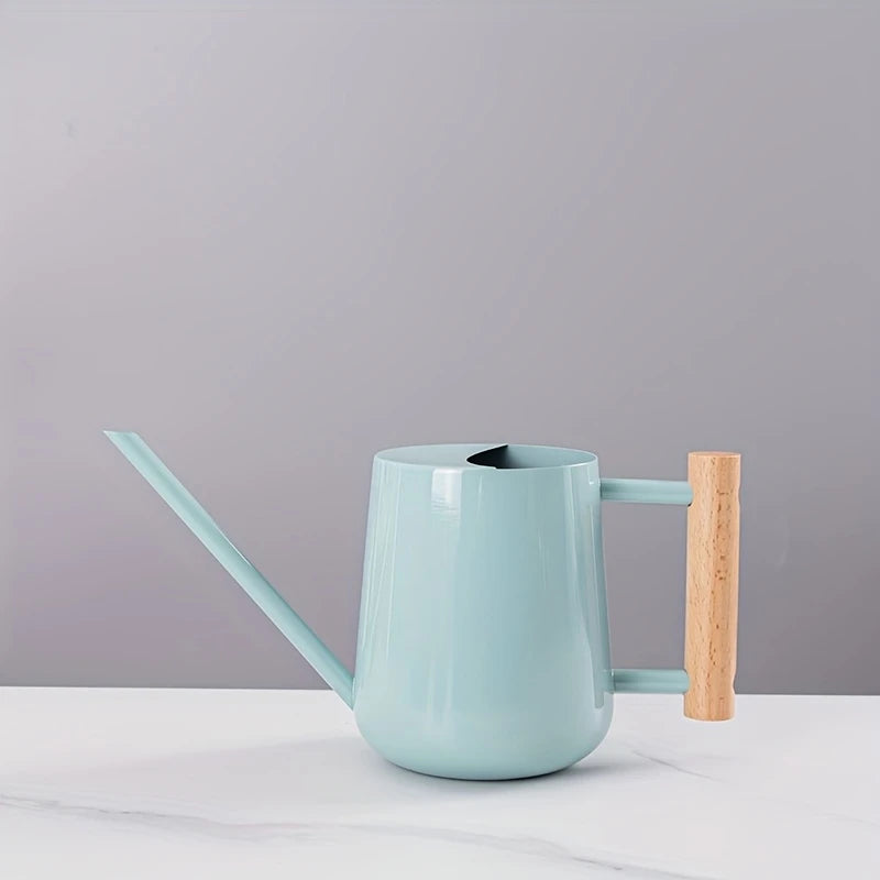 TIVVA BLUE – Gießkanne aus Edelstahl, 1 L, hellblau mit Holzgriff, leicht &amp; kompakt für Zimmerpflanzen