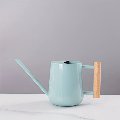 TIVVA BLUE – Gießkanne aus Edelstahl, 1 L, hellblau mit Holzgriff, leicht &amp; kompakt für Zimmerpflanzen