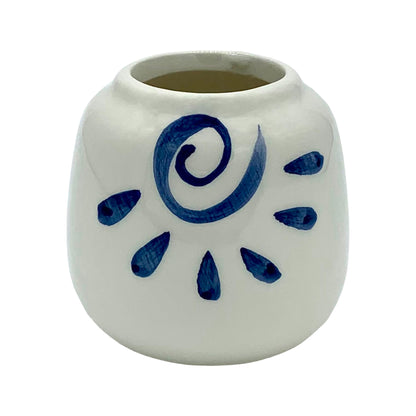 Mini-Blumentopf OSAKA, japanischer Stil, blau, 5er-Set, Ø 6 cm, mit Drainageloch