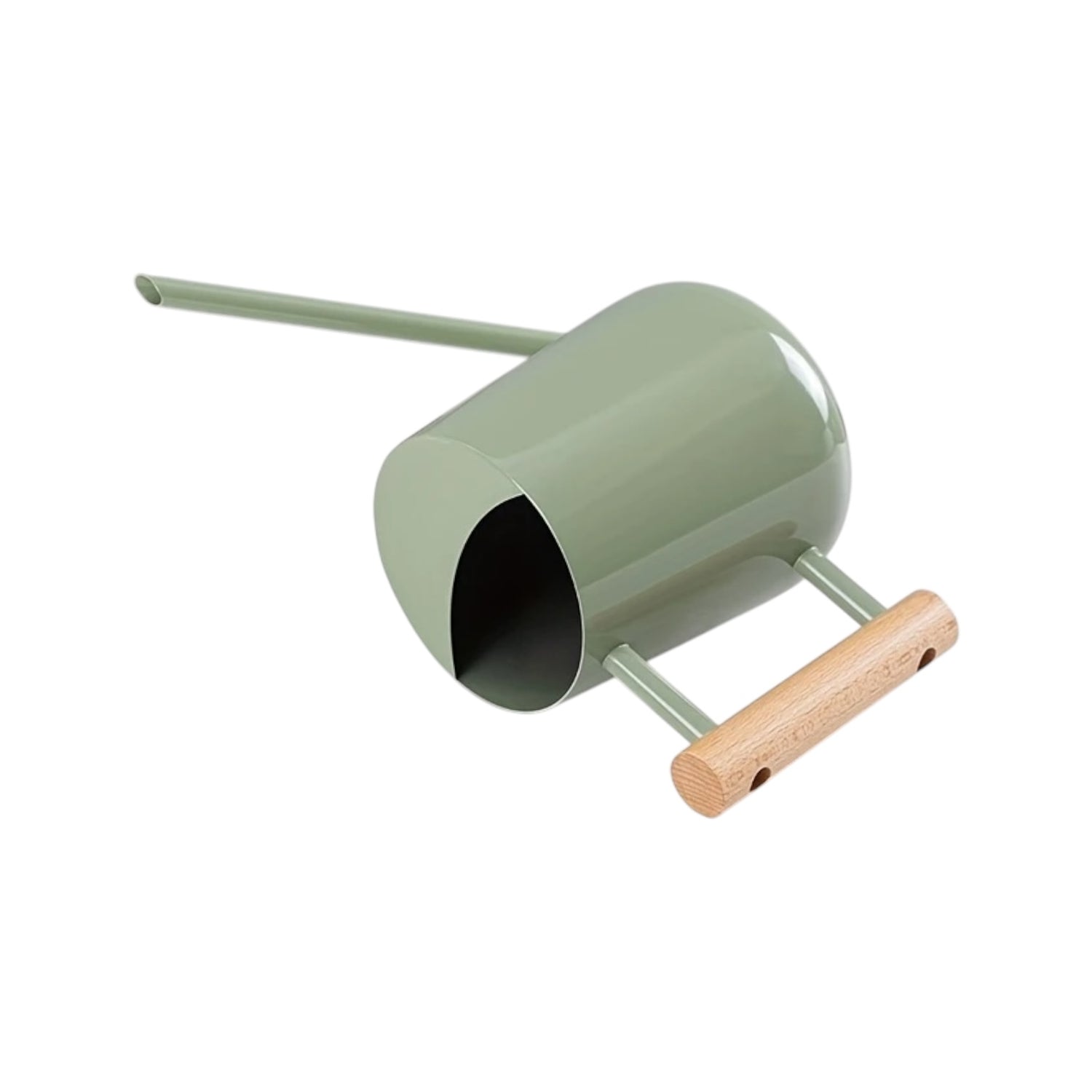 TIVVA GREEN – Gießkanne aus Edelstahl, 1 L, grün mit Holzgriff, leicht &amp; kompakt für Zimmerpflanzen