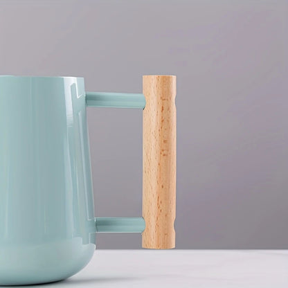 TIVVA BLUE – Gießkanne aus Edelstahl, 1 L, hellblau mit Holzgriff, leicht &amp; kompakt für Zimmerpflanzen
