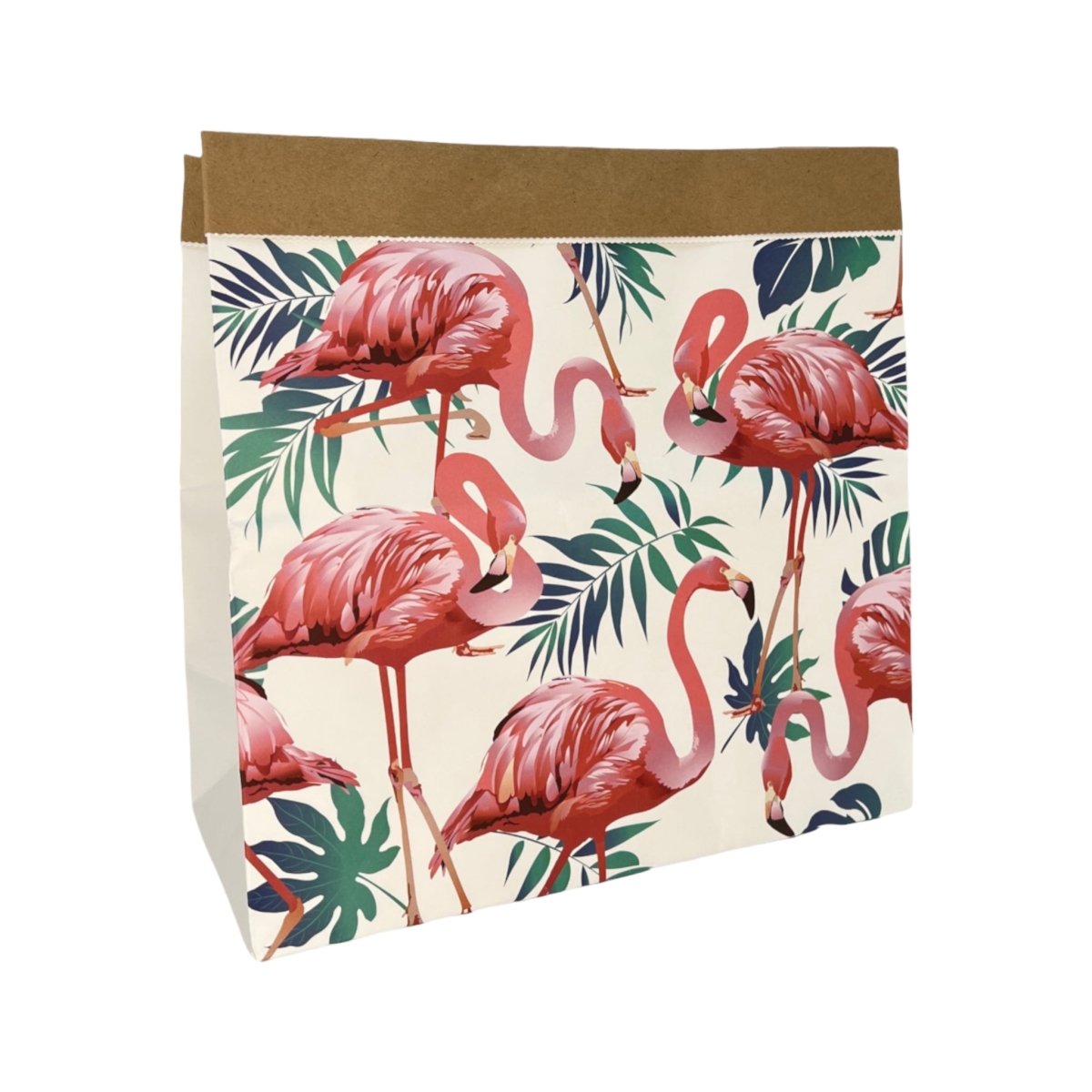 Tüte aus Kraftpapier mit Beschichtung für Zimmerpflanzen - 14x9x17 - Motiv Flamingo -KAKTOS