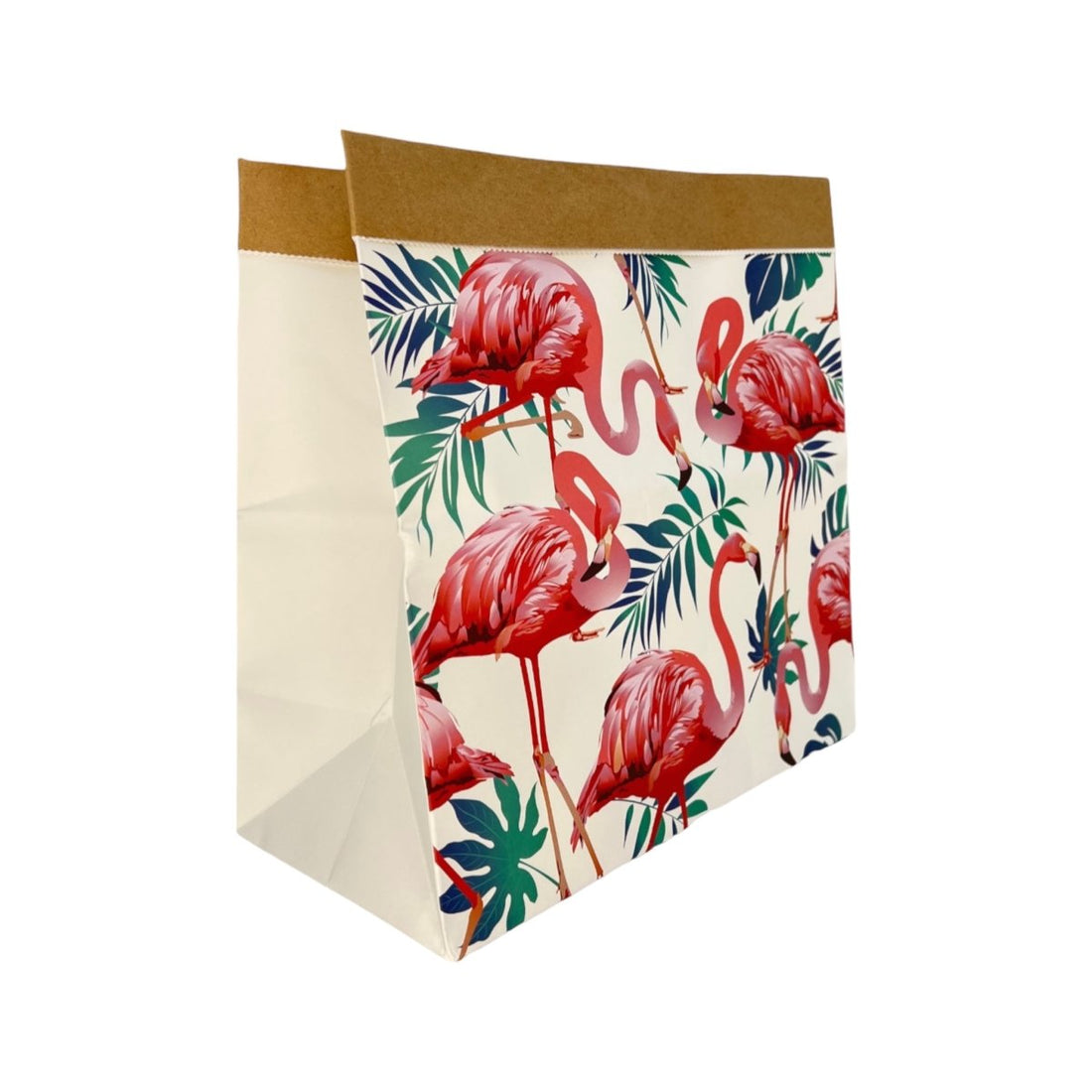 Tüte aus Kraftpapier mit Beschichtung für Zimmerpflanzen - 14x9x17 - Motiv Flamingo -KAKTOS