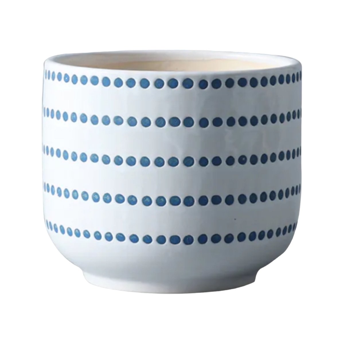 Keramik-Blumentopf, blau/weiß gepunktet, verschiedene Größen -KAKTOS