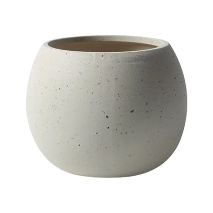 Keramik-Blumentopf, Kugelform, cremeweiss -KAKTOS
