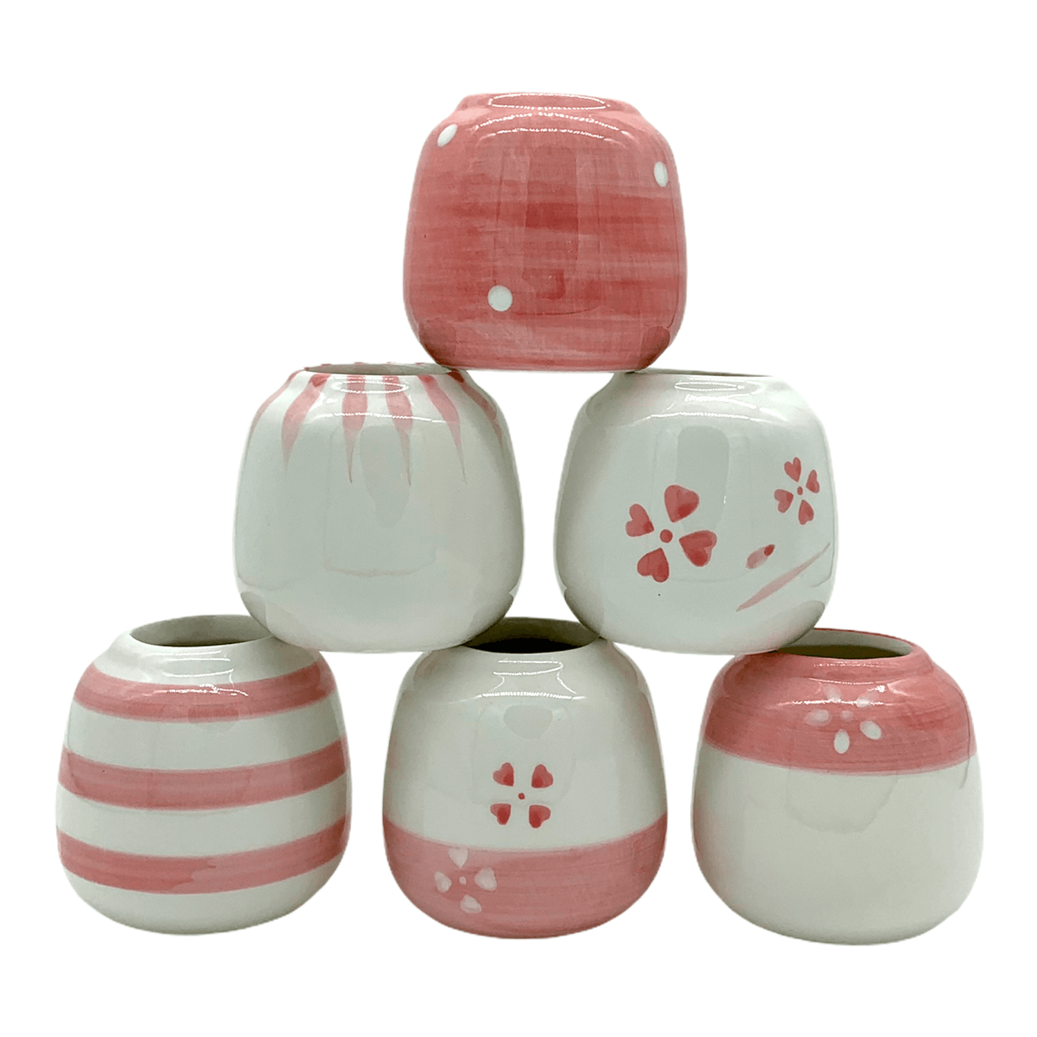 Kyoto - 6er Set - Mini-Sukkulententopf - Ø6cm - Japanischer Stil - rosa -KAKTOS Pflanzen &amp; Zubehör