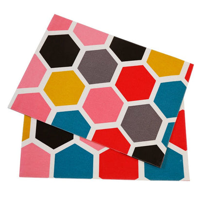 Outdoor Wende-Tischset 2er-Pack mit farbigen Pentagonen, mehrfarbig, 33x45 cm, Oekotex 100 -KAKTOS Pflanzen &amp; Zubehör