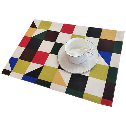 Outdoor Wende-Tischset 2er-Pack mit farbigen Quadraten, mehrfarbig, 33x45 cm, Oekotex 100 -KAKTOS Pflanzen &amp; Zubehör